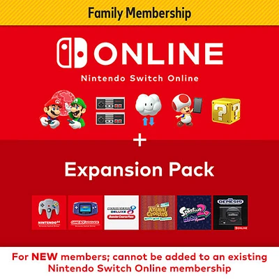 Nintendo Switch Online + Expansion Family Pack 12-Month Membership - Digital Download