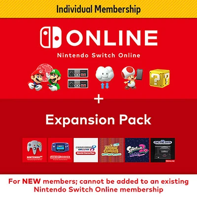 Nintendo Switch Online + Expansion Individual Pack 12-Month Membership - Digital Download