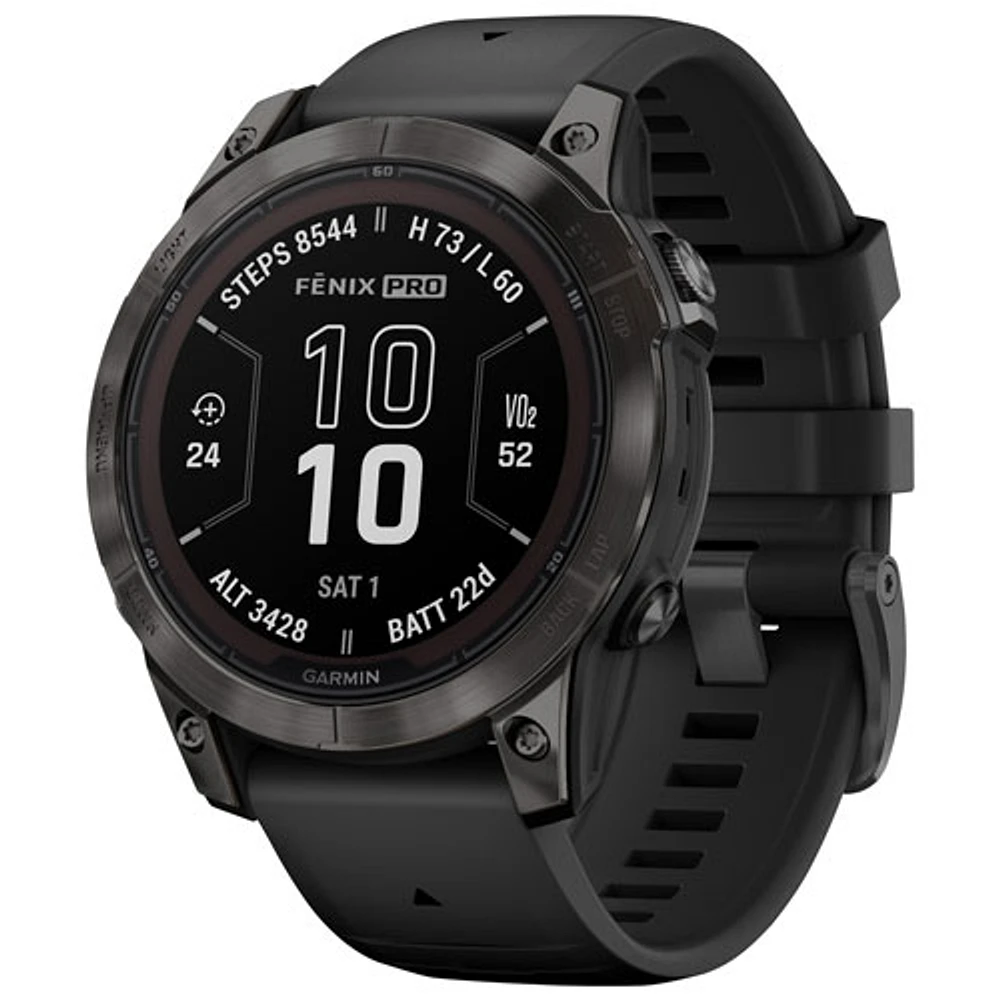 Montre intelligente multisport Bluetooth de 47 mm fēnix 7 Pro Sapphire Solar de Garmin - Gris carbone/Noir