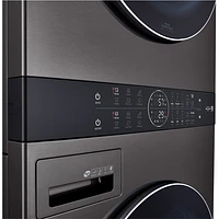 LG WashTower 5.2 Cu. Ft. HE Steam Washer & 7.4 Cu. Ft. Dryer Laundry Centre (WKGX201HBA) - Black Stainless