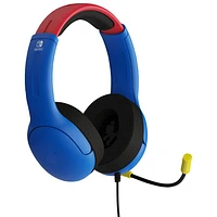 Ensemble avec casque d'écoute avec fil Super Mario Airlite et manette avec fil Rematch pour Switch - Bleu/Rouge