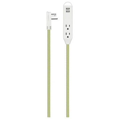 Insignia 6 ft. 3-Outlet 2-USB Power Strip - Green - Only at Best Buy