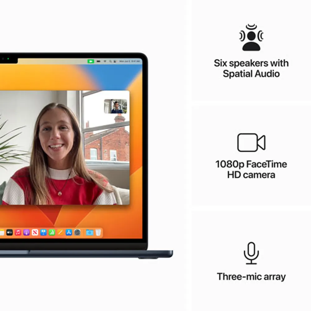 MacBook Air de 15 po avec Touch ID d'Apple (2023) - Minuit (puce M2 d'Apple/SSD 256 Go/RAM 8 Go) - Français