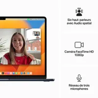 MacBook Air de 15 po avec Touch ID d'Apple (2023) - Minuit (puce M2 d'Apple/SSD 256 Go/RAM 8 Go) - Français