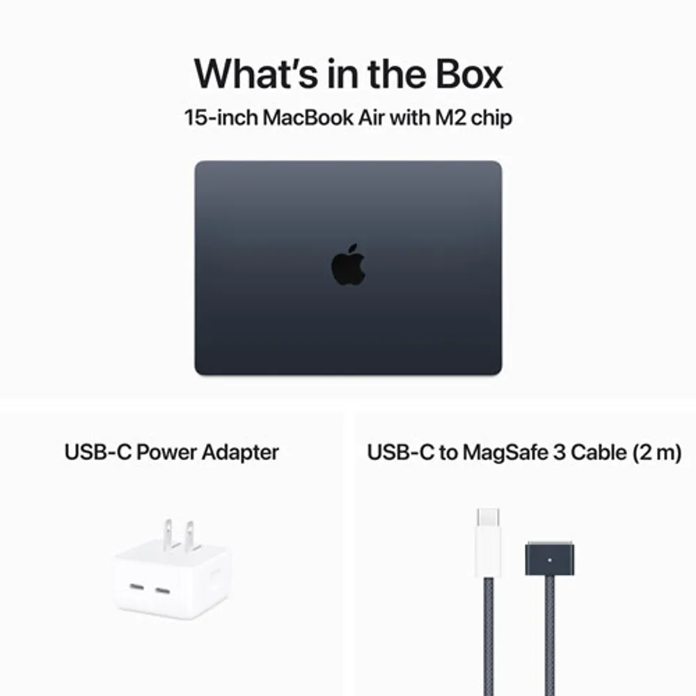 MacBook Air de 15 po avec Touch ID d'Apple (2023) - Minuit (puce M2 d'Apple/SSD 256 Go/RAM 8 Go) - Français
