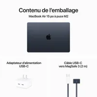 MacBook Air de 15 po avec Touch ID d'Apple (2023) - Minuit (puce M2 d'Apple/SSD 256 Go/RAM 8 Go) - Français