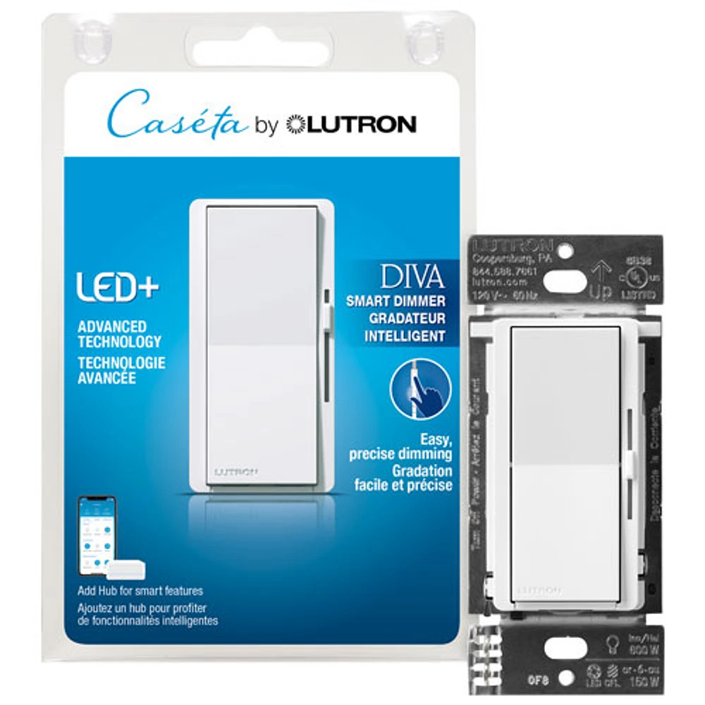 Lutron Diva Smart Dimmer Switch for Caseta Smart Lighting (DVRF-6L-WH-RC)