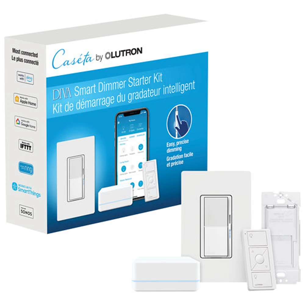 Lutron Diva Smart Dimmer Starter Kit for Caseta Smart Lighting (DVRF-BDG-1D-C)