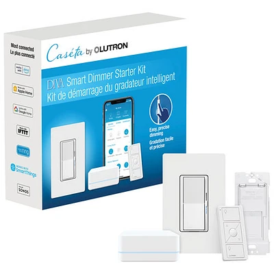 Trousse de départ à gradateur intelligent Diva de Lutron pour éclairage intelligent Caséta (DVRF-BDG-1D-C)