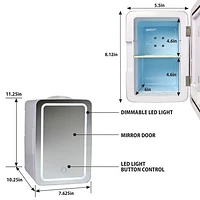 Koolatron 0.21 Cu. Ft. Freestanding Mini Fridge with Lighted Makeup Mirror (COSM06) - Silver