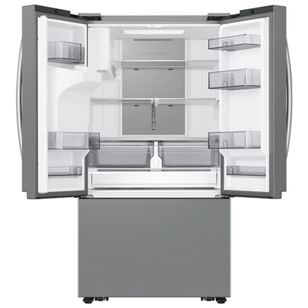 Réfrigérateur à deux portes à profondeur de comptoir de 25,5 pi³ et 36 po avec distributeur d'eau et de glaçons de Samsung (RF27CG5900SRAC) - Inox