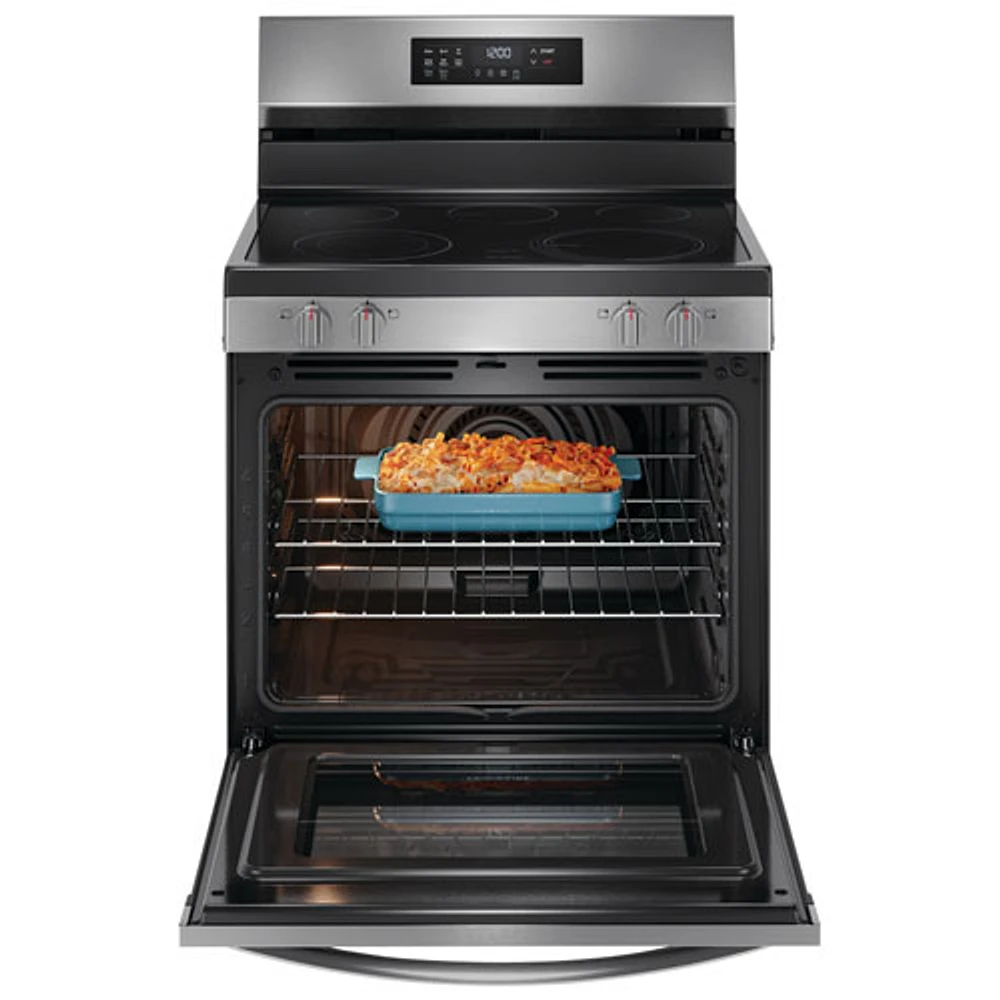 Cuisinière électrique autonome à 5 éléments avec ventilateur à convection et friture à l'air 5,3 pi³ 30 po de Frigidaire (FCRE308CAS) - Inox