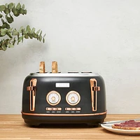 Haden Dorset Toaster - 4-Slice - Black & Copper