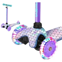 Rugged Racers Mini 3-Wheeled Kick Scooter with LED Lights - Mermaid