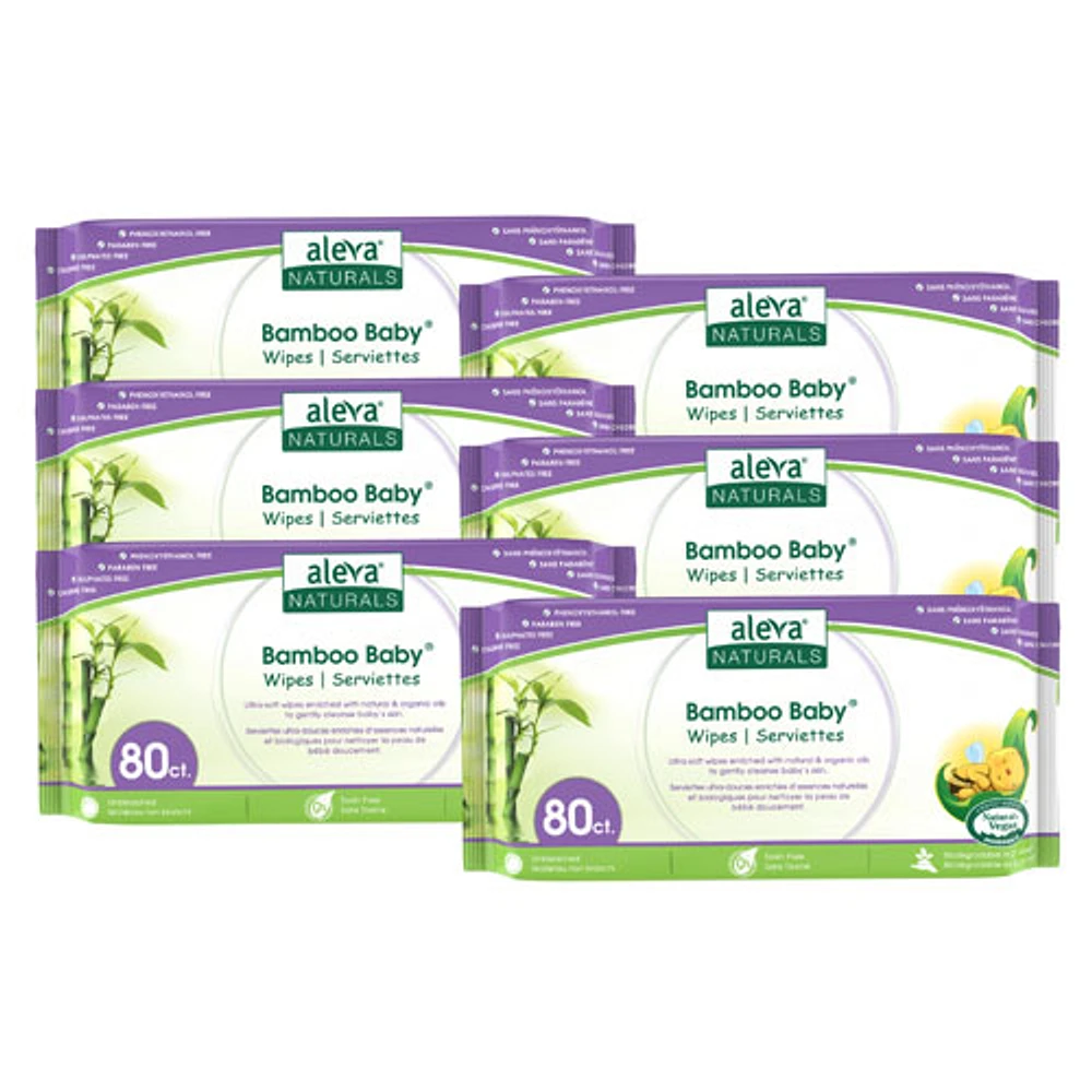 Aleva Naturals Bamboo Baby Wipes - 480 Wipes