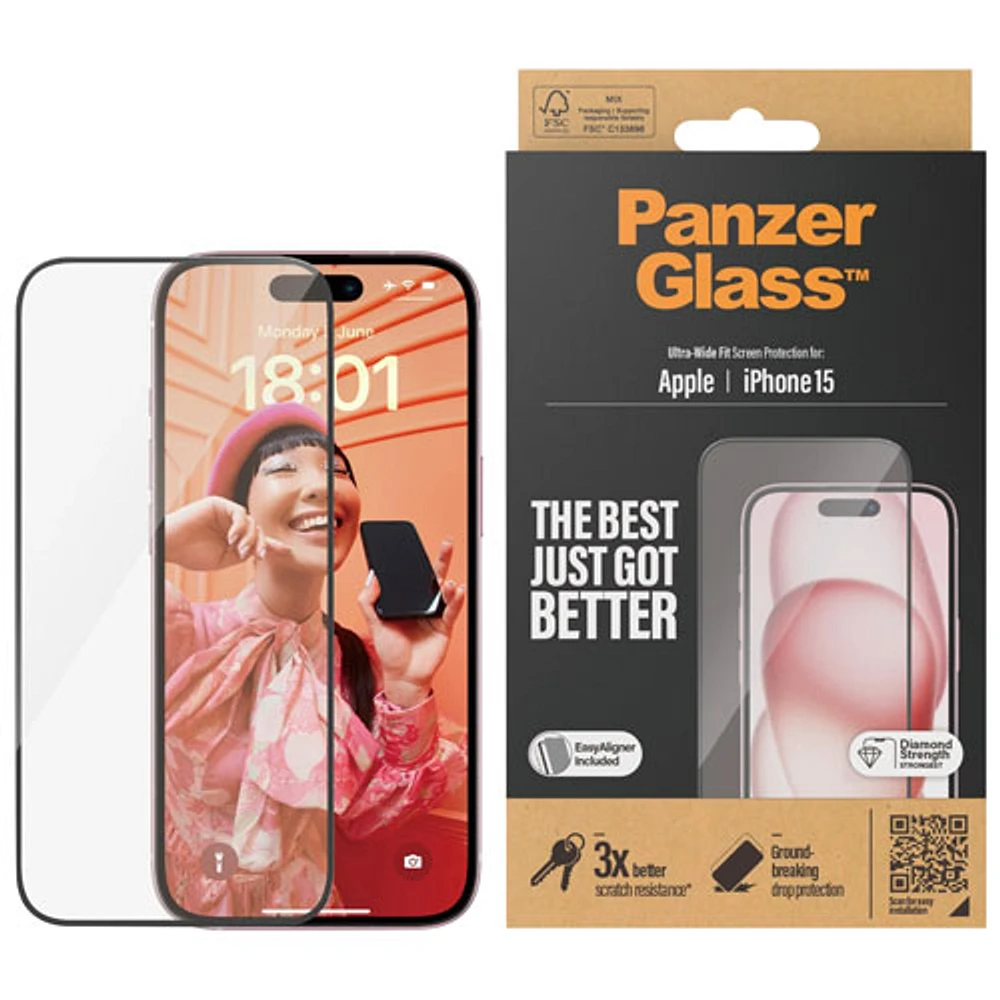 PanzerGlass Ultra Wide Glass Screen Protector for iPhone 15