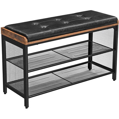 Boutique Home Shoe Rack Bench with Padded Faux Leather