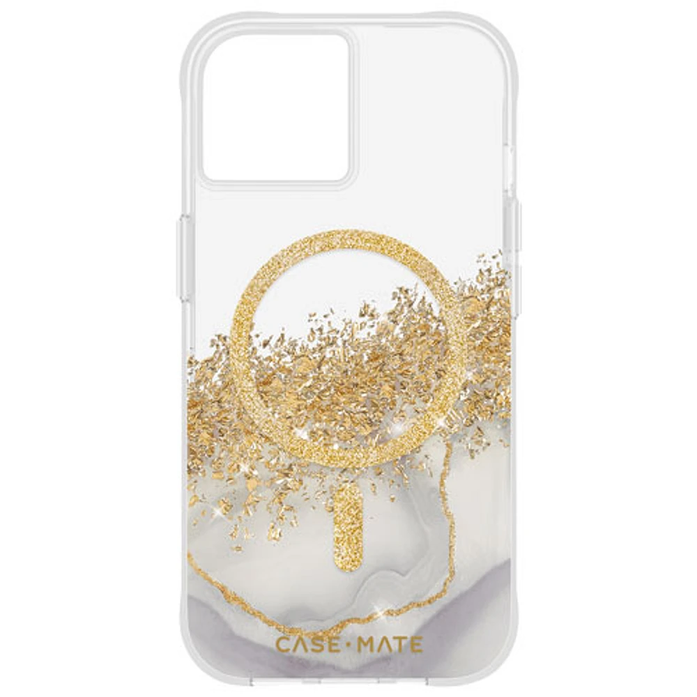 Étui rigide ajusté Karat Marble de Case-Mate avec MagSafe pour iPhone 16e/15/14/13 - Transparent/Doré/Marbre