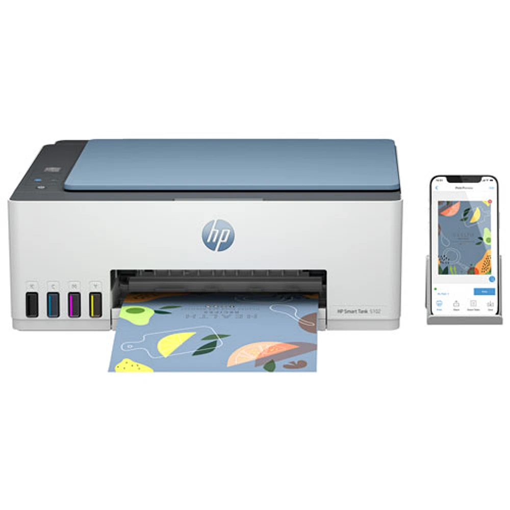 Imprimante à jet d'encre Supertank tout-en-un sans fil Smart Tank 5102 de HP - Jusqu'à 2 ans d'encre inclus