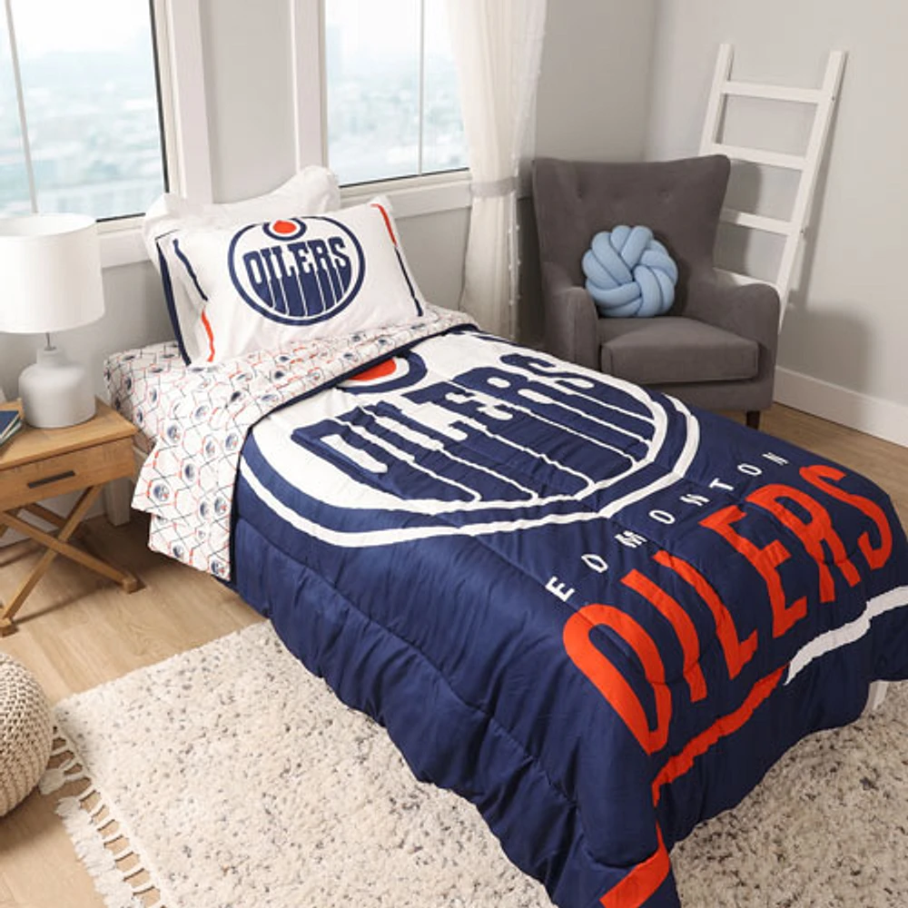 NHL 4-Piece Bed Sheet Set - Twin - Edmonton Oilers