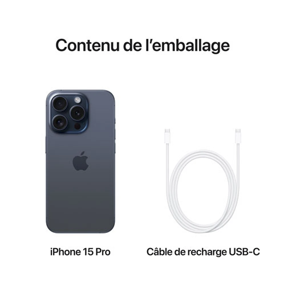 iPhone 15 Pro de 128 Go d'Apple avec Bell - Titane bleu - Financement mensuel