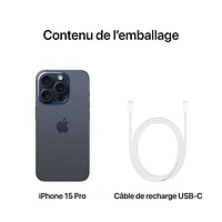 iPhone 15 Pro de 128 Go d'Apple avec Bell - Titane bleu - Financement mensuel