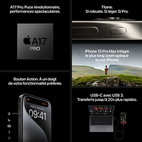 iPhone 15 Pro de 128 Go d'Apple avec Bell - Titane bleu - Financement mensuel