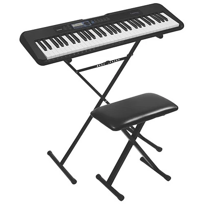 Clavier électrique à 61 touches CT-S190 de Casio avec support et banc - Noir