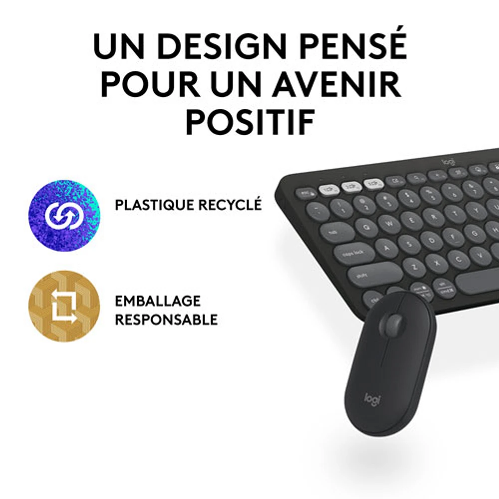 Logitech Pebble 2 Bluetooth Optical Ergonomic Keyboard & Mouse Combo - Black