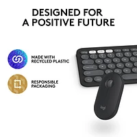 Logitech Pebble 2 Bluetooth Optical Ergonomic Keyboard & Mouse Combo for Mac - Black