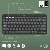 Logitech Pebble 2 Bluetooth Optical Ergonomic Keyboard & Mouse Combo for Mac - Black