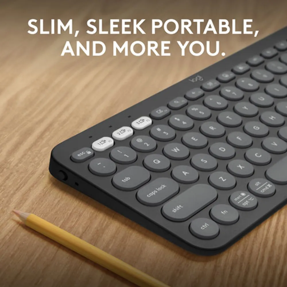 Clavier sans fil mince K380s sans pavé numérique de Logitech avec raccourcis personnalisables - Graphite tonal
