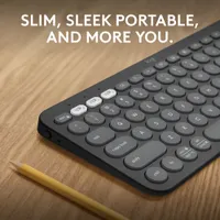 Clavier sans fil mince K380s sans pavé numérique de Logitech avec raccourcis personnalisables - Graphite tonal