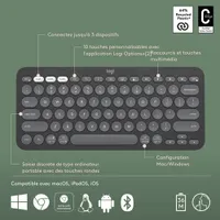Clavier sans fil mince K380s sans pavé numérique de Logitech avec raccourcis personnalisables - Graphite tonal