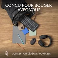 Clavier sans fil mince K380s sans pavé numérique de Logitech avec raccourcis personnalisables - Graphite tonal