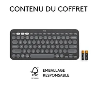 Clavier sans fil mince K380s sans pavé numérique de Logitech avec raccourcis personnalisables - Graphite tonal