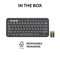 Clavier sans fil mince K380s sans pavé numérique de Logitech avec raccourcis personnalisables - Graphite tonal