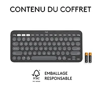 Clavier sans fil mince K380s sans pavé numérique de Logitech avec raccourcis personnalisables - Graphite tonal