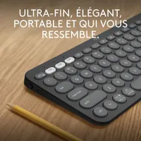 Clavier sans fil mince K380s sans pavé numérique de Logitech avec raccourcis personnalisables - Graphite tonal
