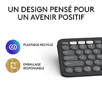Clavier sans fil mince K380s sans pavé numérique de Logitech avec raccourcis personnalisables - Graphite tonal