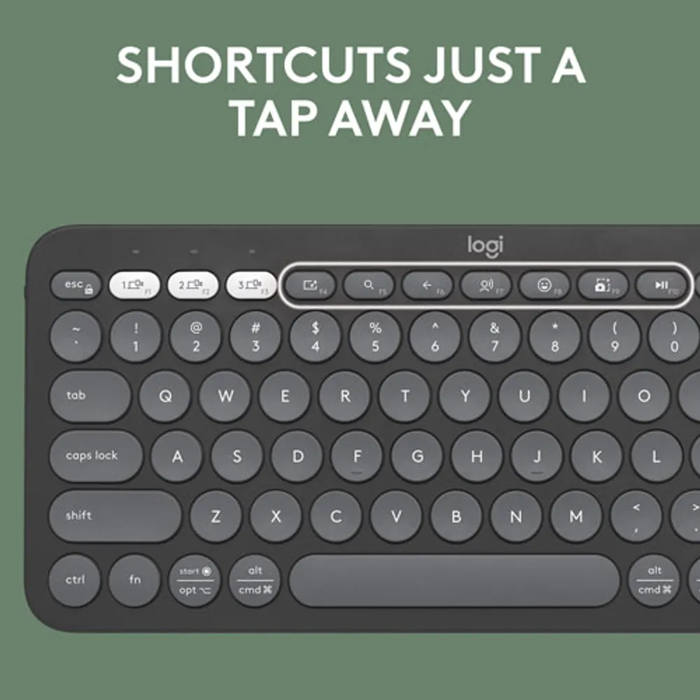 Clavier sans fil mince K380s sans pavé numérique de Logitech avec raccourcis personnalisables - Graphite tonal