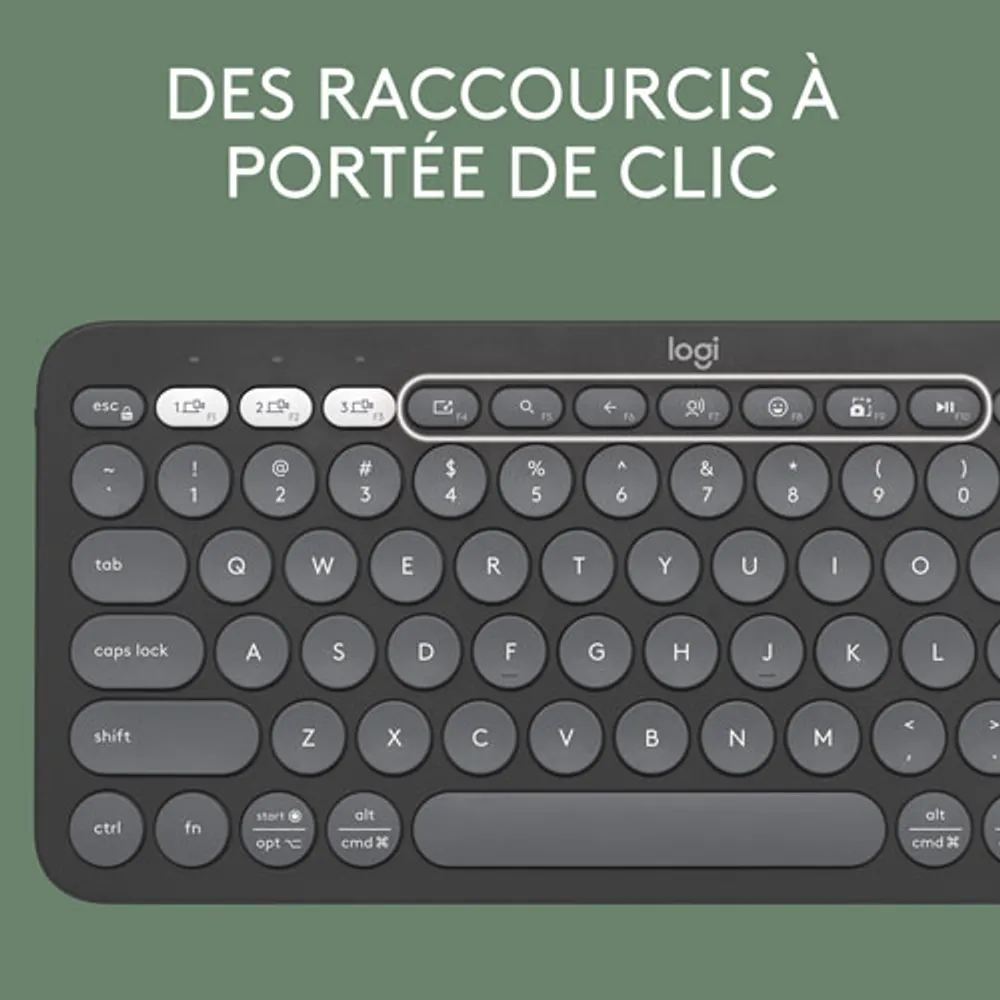 Clavier sans fil mince K380s sans pavé numérique de Logitech avec raccourcis personnalisables - Graphite tonal