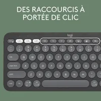 Clavier sans fil mince K380s sans pavé numérique de Logitech avec raccourcis personnalisables - Graphite tonal