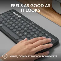 Clavier sans fil mince K380s sans pavé numérique de Logitech avec raccourcis personnalisables - Graphite tonal