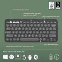 Clavier sans fil mince K380s sans pavé numérique de Logitech avec raccourcis personnalisables - Graphite tonal
