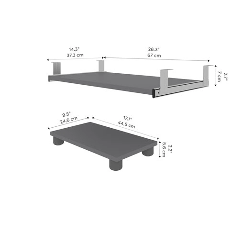 Plateau pour clavier et support pour processeur Prestige+ de Bestar - Ardoise