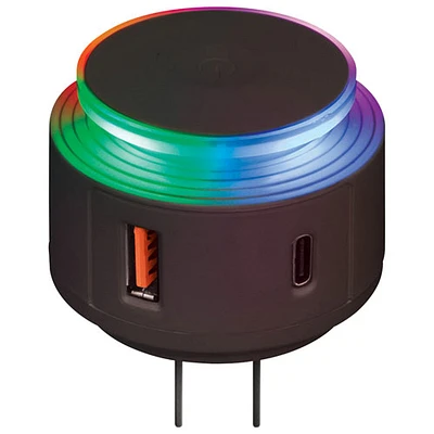 Chargeur mural à 2 ports USB-C/USB-A de 20 W de Helix - Noir