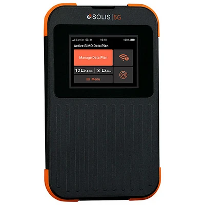 Point d'accès Wi-Fi mobile Solis 5G de SIMO avec données à vie - Noir/Orange