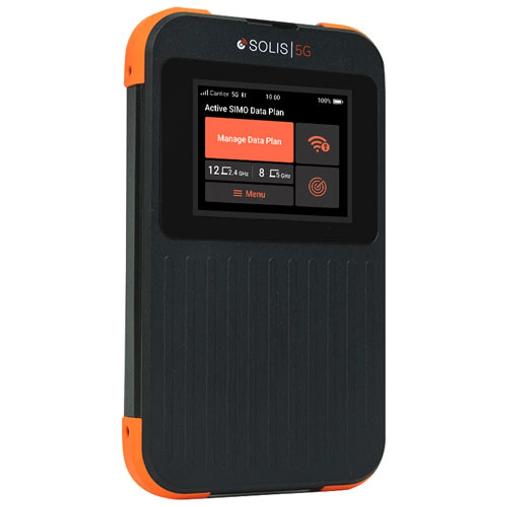 Point d'accès Wi-Fi mobile Solis 5G de SIMO avec données à vie - Noir/Orange
