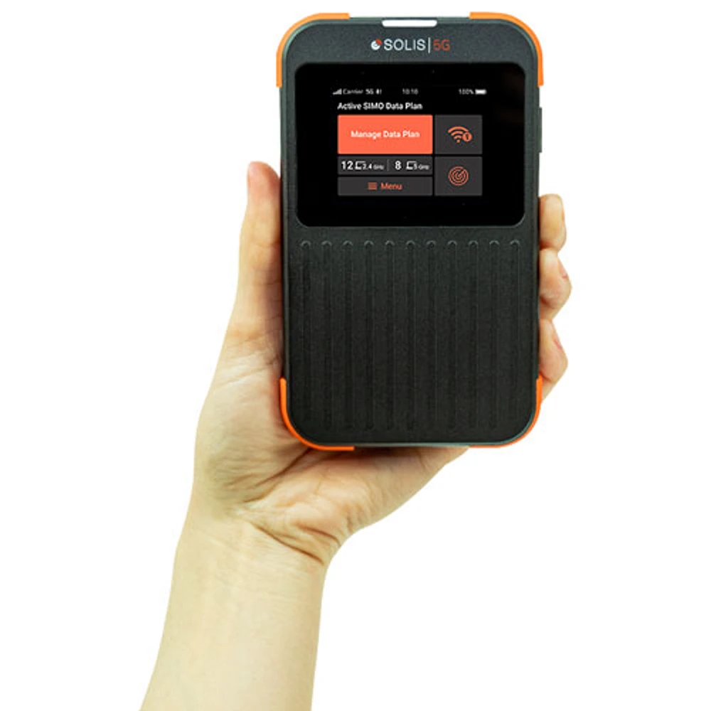 Point d'accès Wi-Fi mobile Solis 5G de SIMO avec données à vie - Noir/Orange